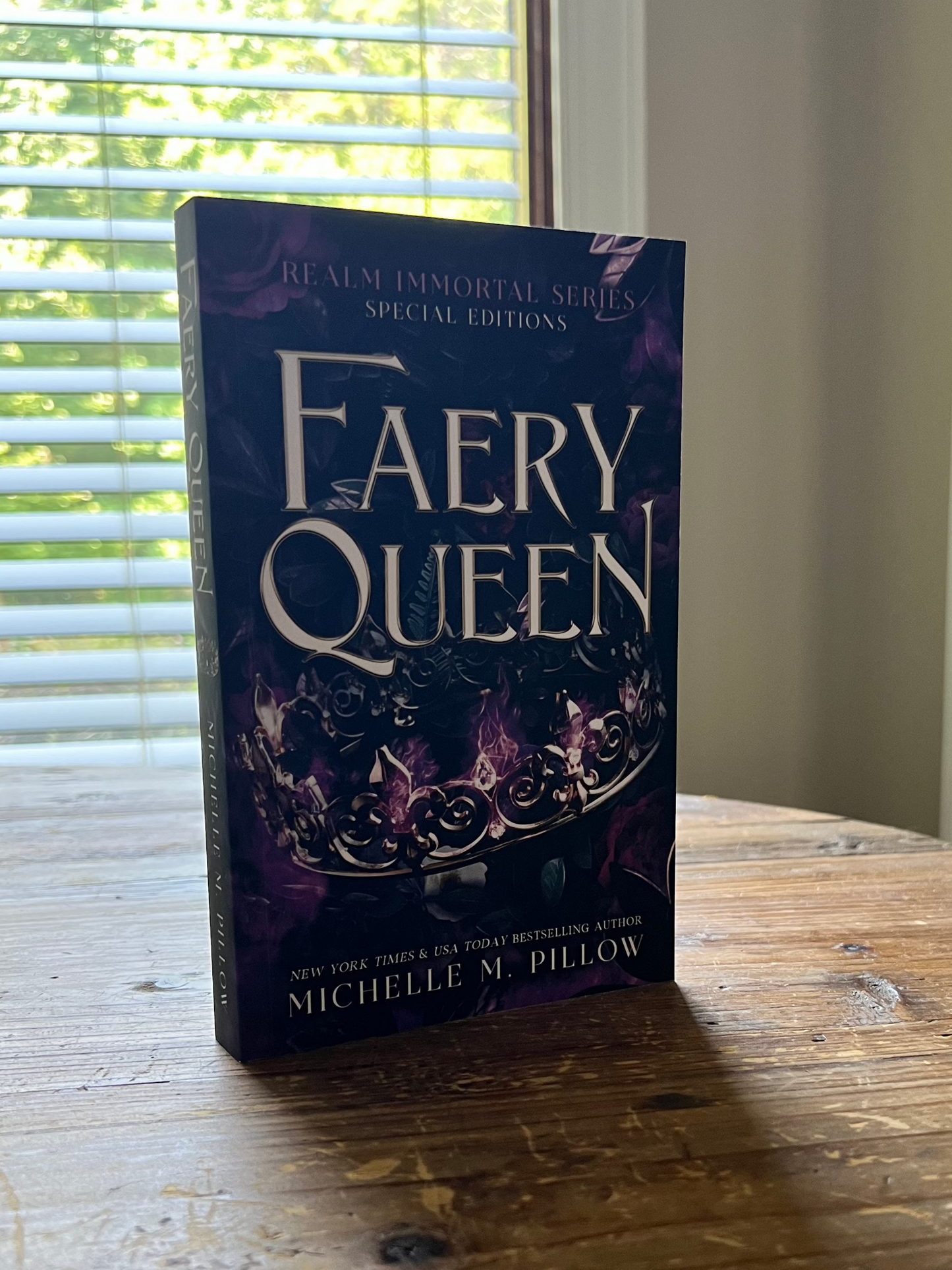 Faery Queen paperback on a table standing upright.