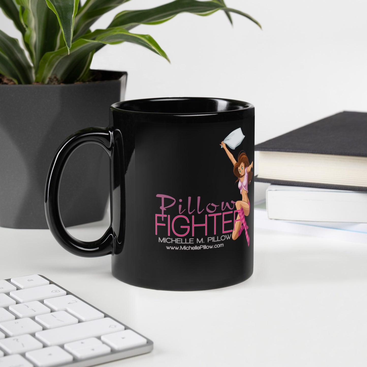 Pillow Fighter Fan Club Black Glossy Mug