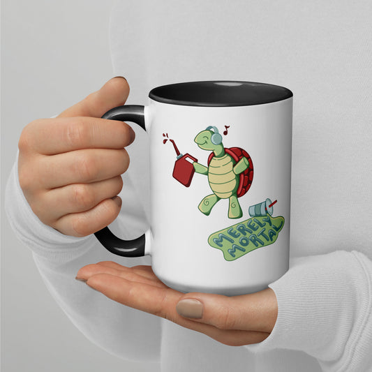 Exclusive Merely Mortal's Dancing Gas Station Turtle Coffee/Tea Mug with Color Inside